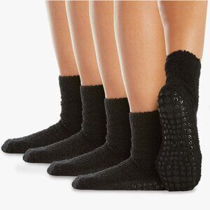 LA ACTIVE Fuzzy Grip Non Slip Yoga Socks for Women/Men 4 Pairs